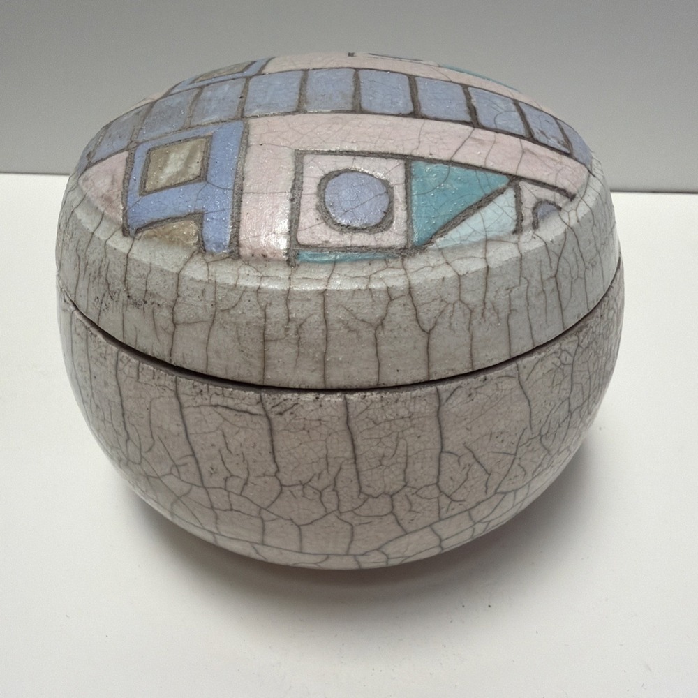 Gayle Whiteley Minjarez Signed Raku Lidded Bowl 5" Studio‎ Pottery